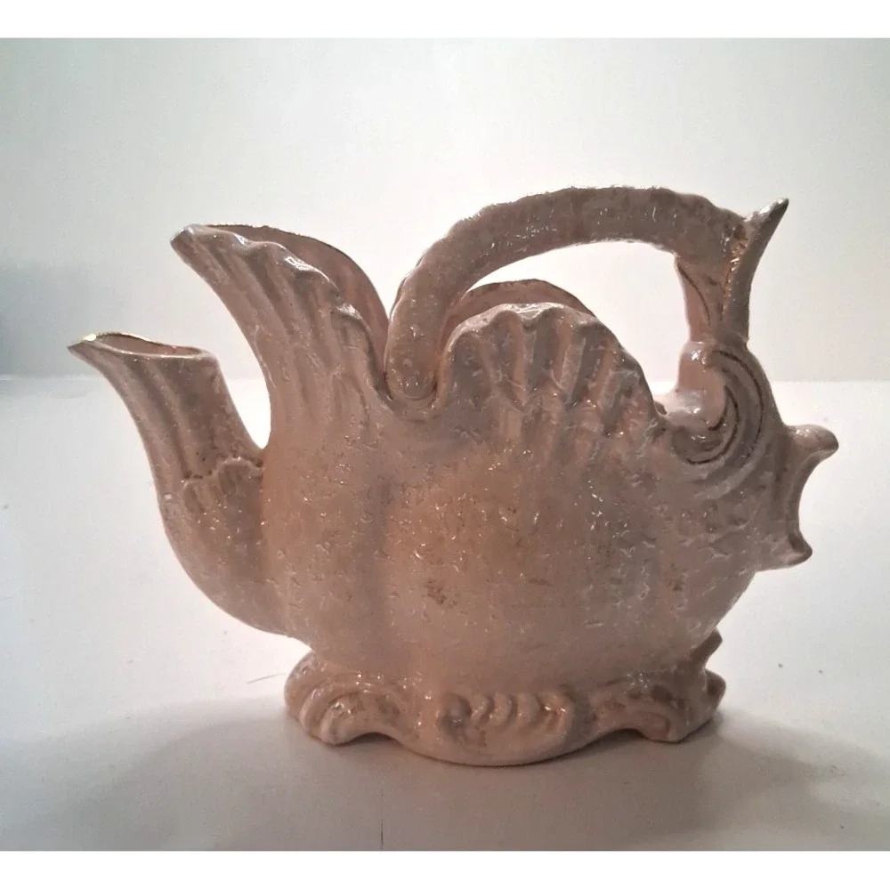 Bridal Decor VTG Teapot Pitcher Pink Opalescent Teapot Vase Beautiful!